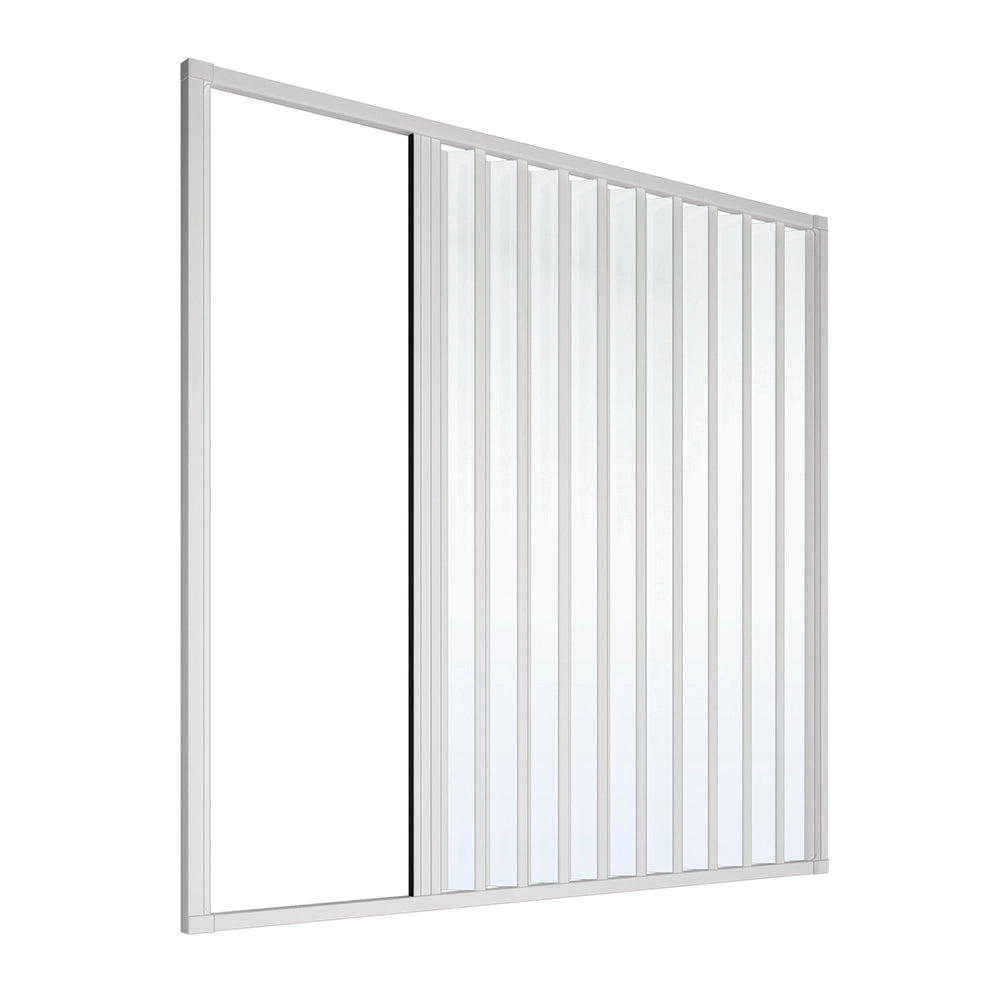 Box sopravasca a soffietto un lato 170 cm in PVC bianco riducibile e reversibile Teti