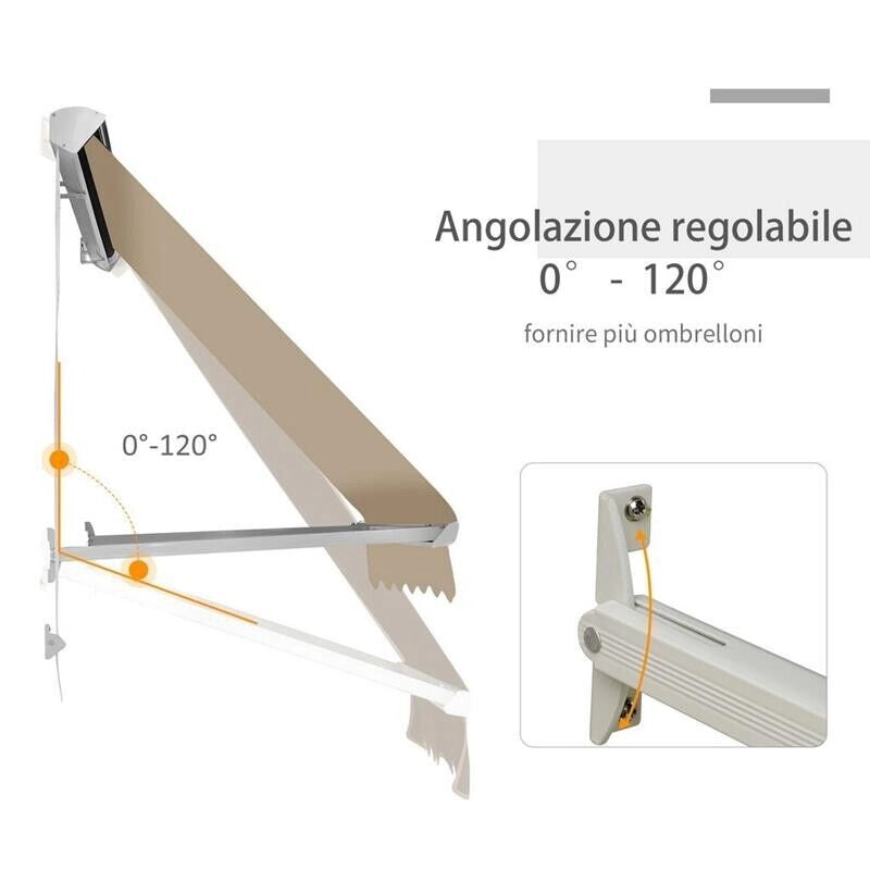 TENDA DA SOLE AVVOLGIBILE A CADUTA 180 X 70 CM COLORE BEIGE