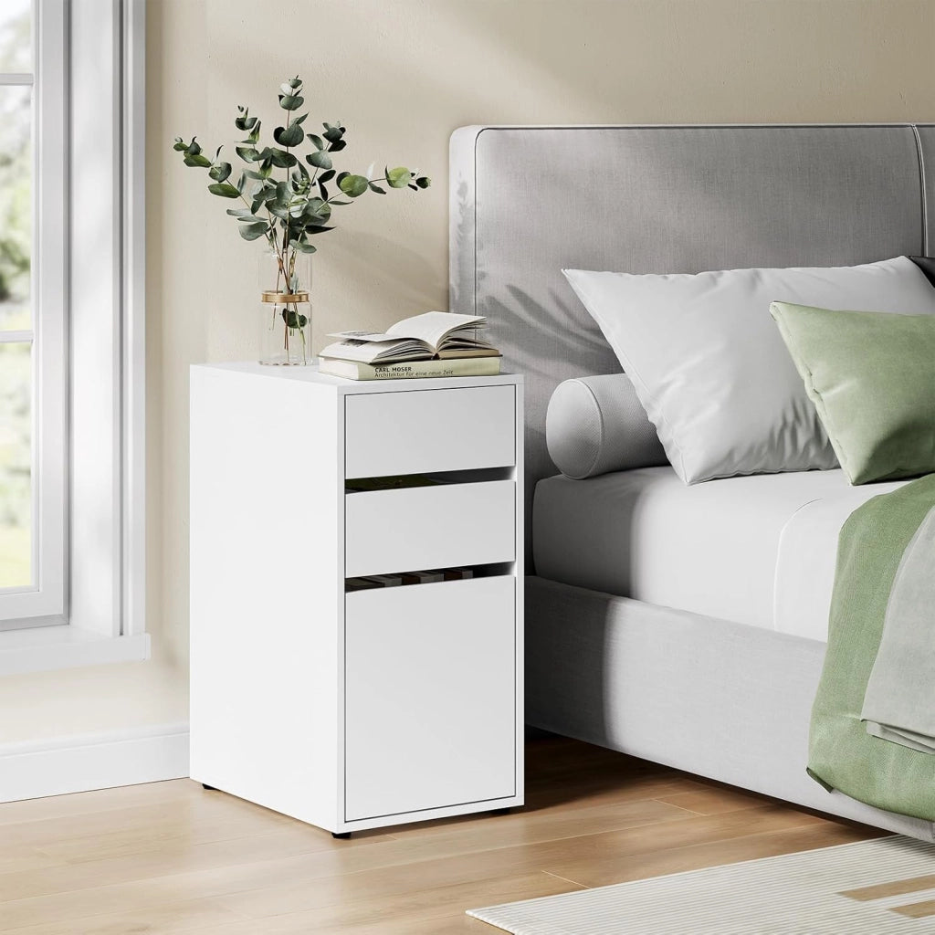 Comodino con 3 Cassetti di 2 Dimensioni, Cassettiera Bianco, 30x40x60 cm, Tavolino da Divano in Legno, Schedario, per Camera da Letto, Soggiorno, Corridoio, NTS17ws