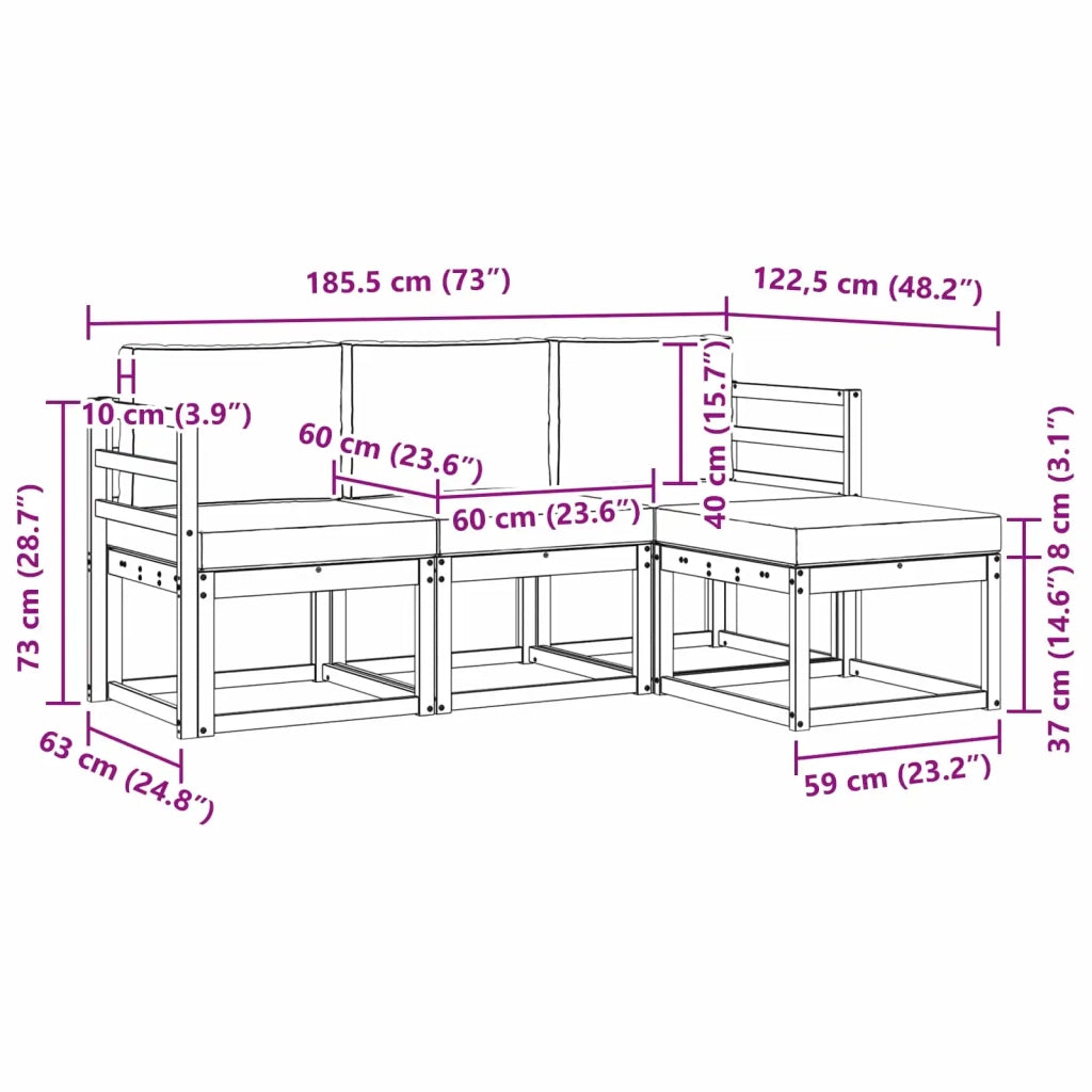 Set di divani da esterno 4 pz 3387439