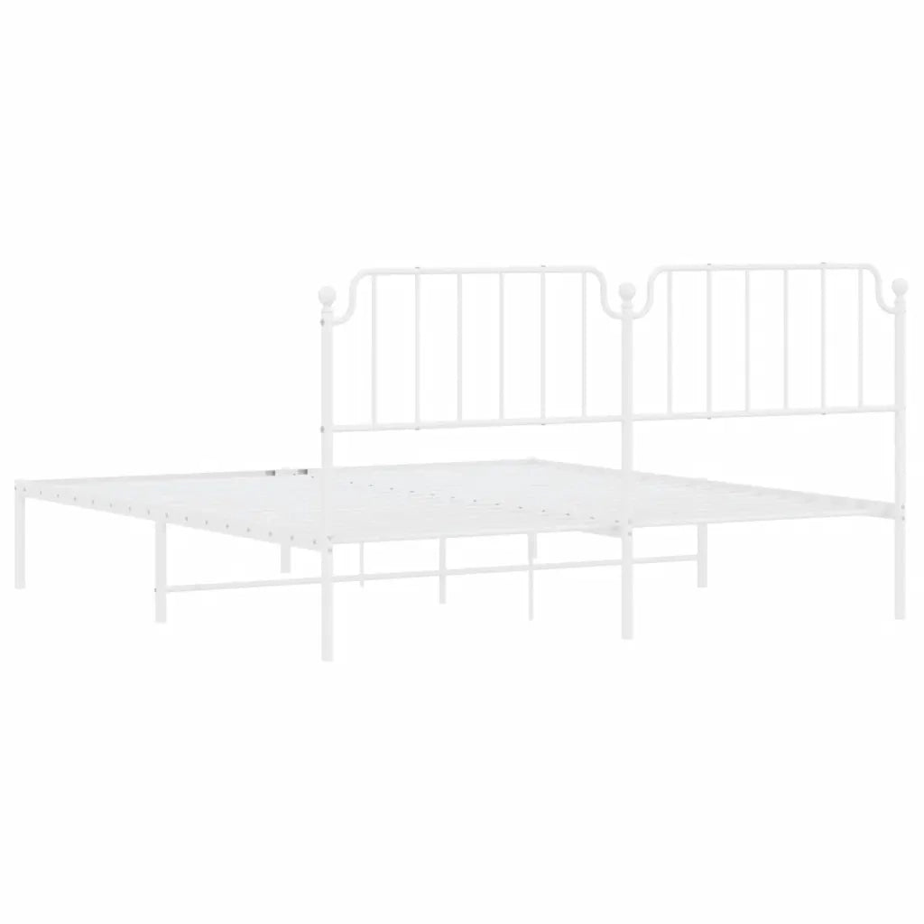 Giroletto con Testiera-Struttura Letto con testiera Metallo Bianco 160x200 cm 801843