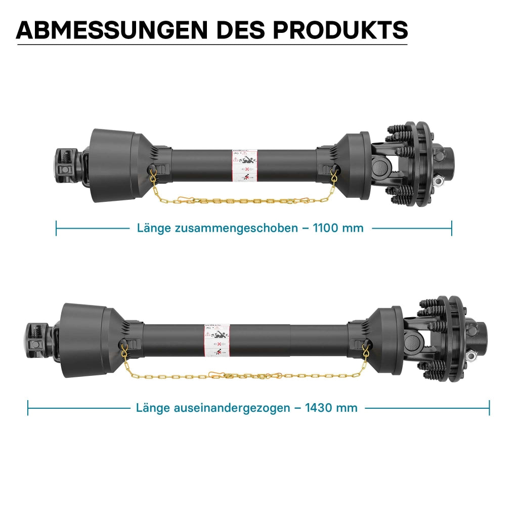 Albero cardanico T5 Giunto cardanico 1100-1210mm 620Nm 540rpm Cardano 54kW (74CV) 2x 1 3/8" 6 denti