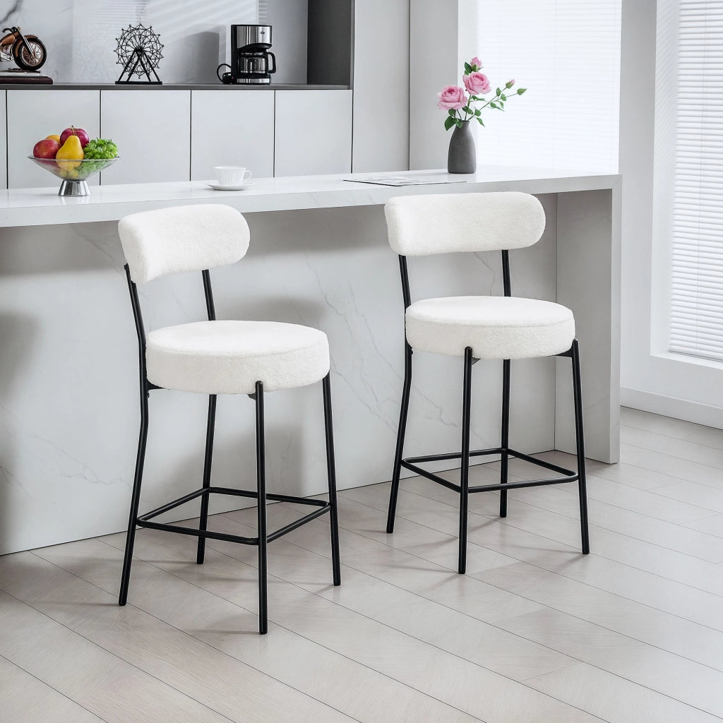 Sgabello da bar con schienale curvo e poggiapiedi ¨C zephmum ¨C 49x52x95 cm crema