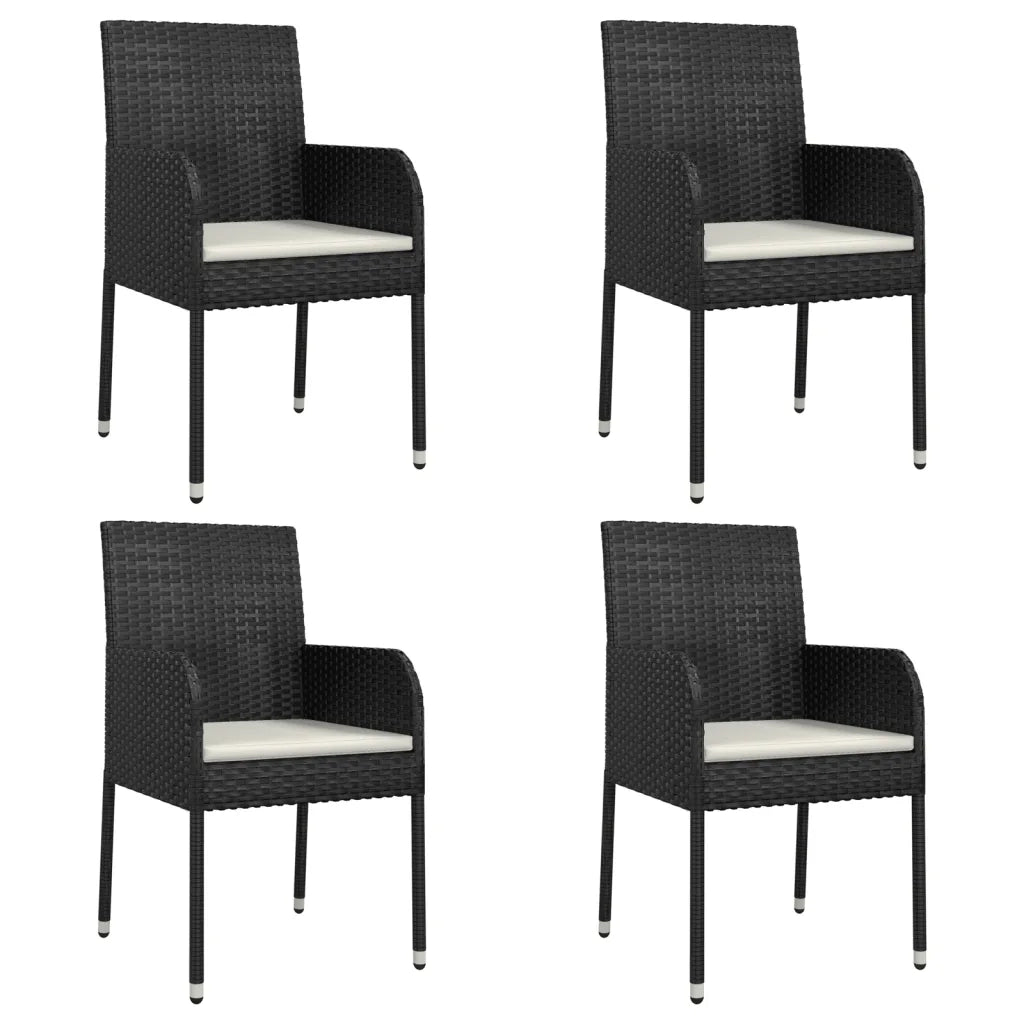 Set da Pranzo da Giardino 5 pz Nero con Cuscini in Polyrattan 3185000