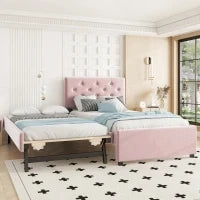 Struttura letto Singolo imbottito con contenitore estraibile regolato alla stessa altezza del letto principale,Rosa