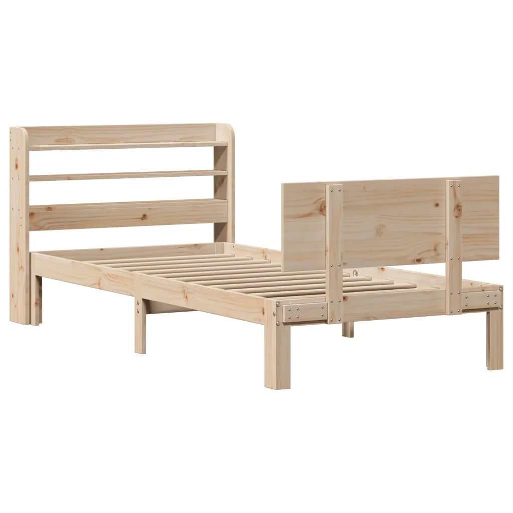 Giroletto con Testiera-Struttura Letto con testiera 90x190 cm in Legno Massello di Pino 274063