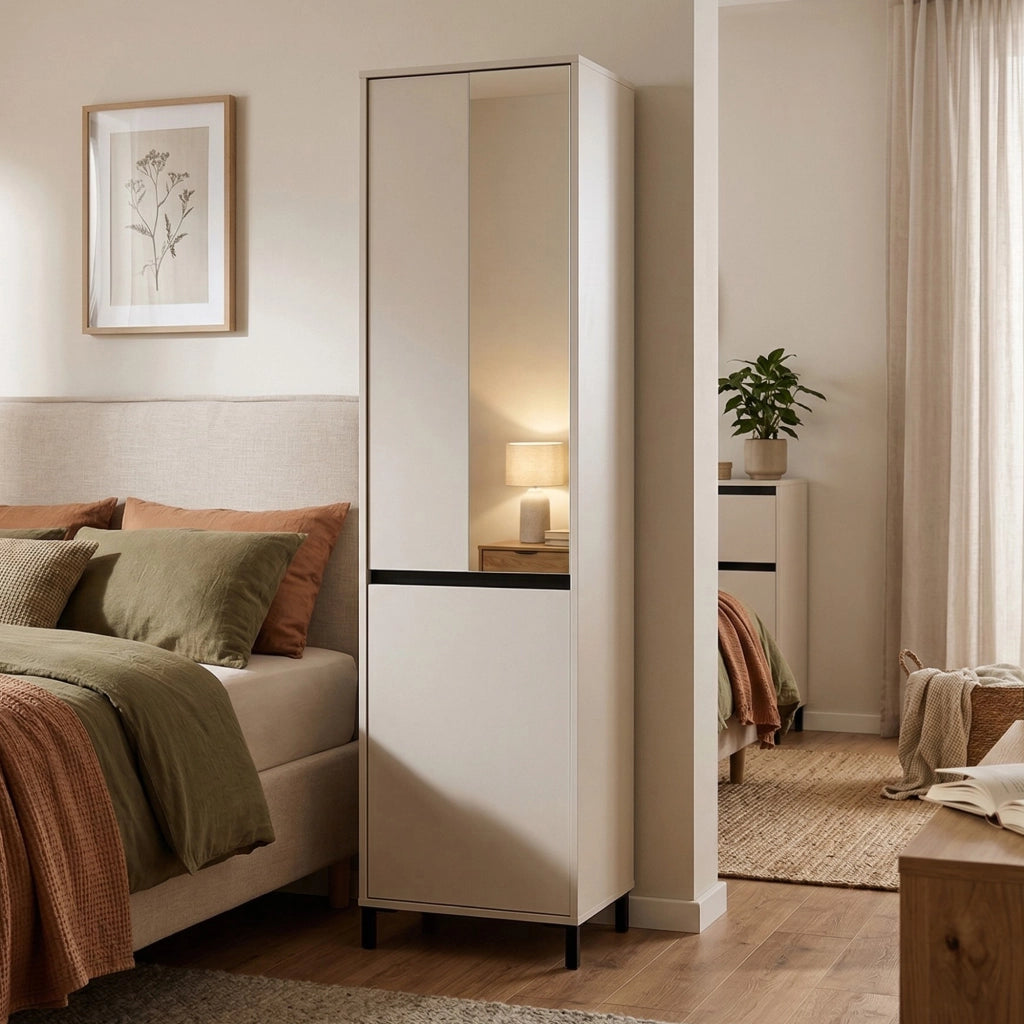 Armadio Camera da Letto Monta, Guardaroba 2 Ante Appendiabiti, 54.5x205.5h cm Bianco