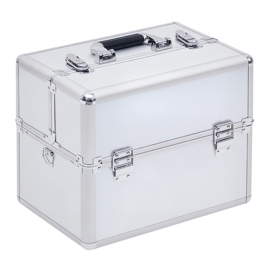 Mallette trucco a 3 livelli con chiavi ¨C zephmum ¨C argento 36.5x24x29 cm