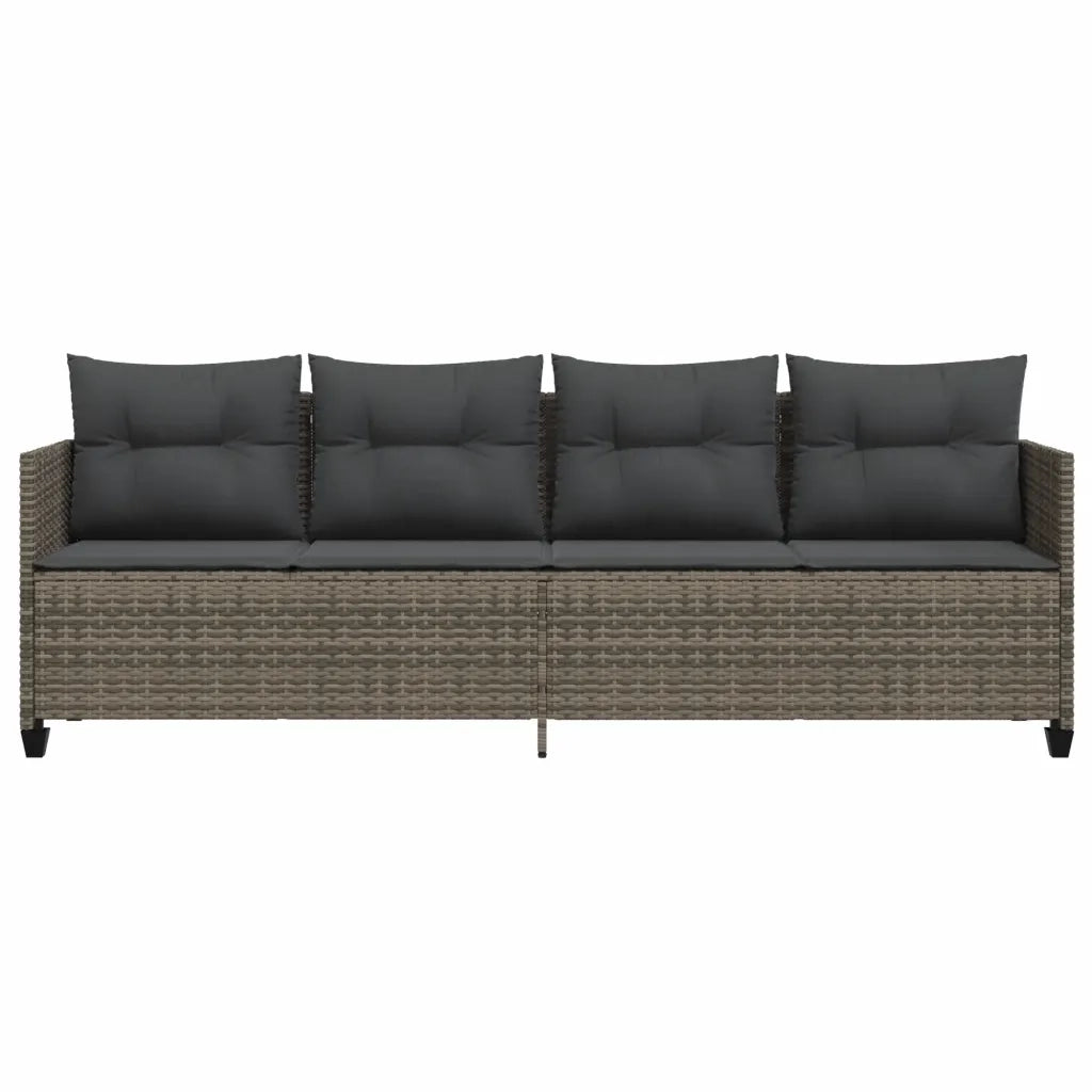 Lettino Prendisole con Cuscini Grigio in Polyrattan 368328