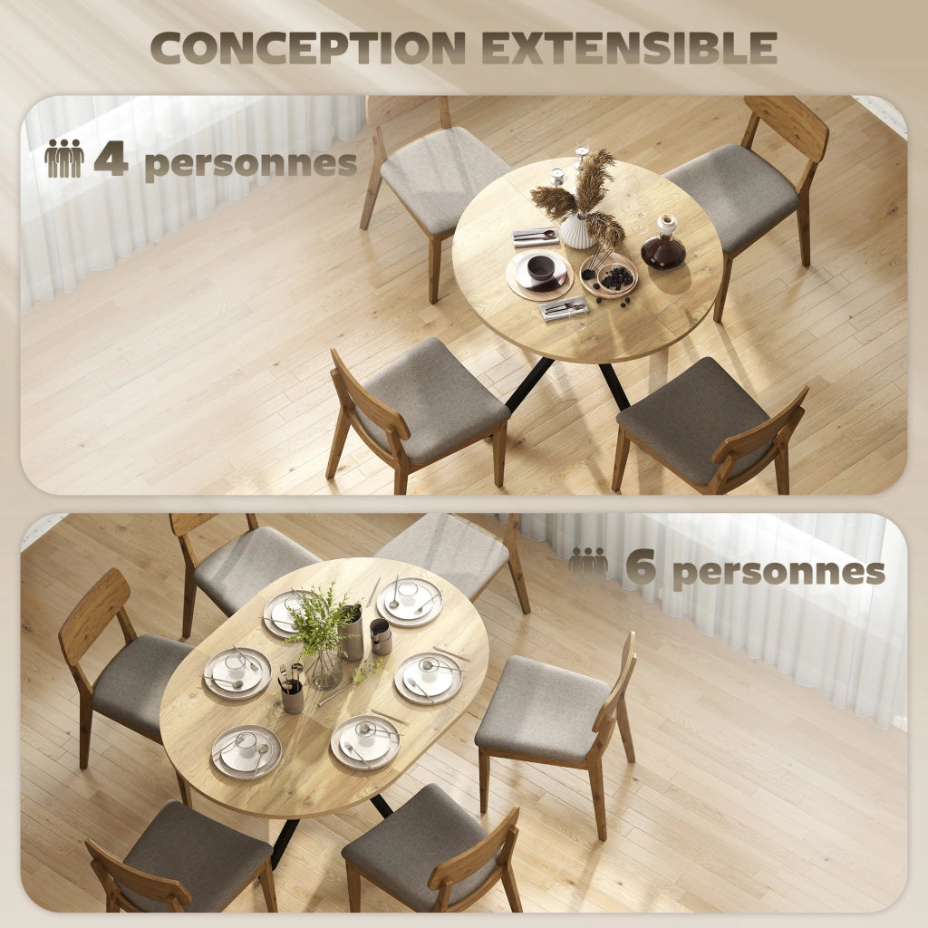 Tavolo da pranzo ovale allungabile per 4-6 persone ¨C Minimal ¨C effetto legno naturale 100-135 cm