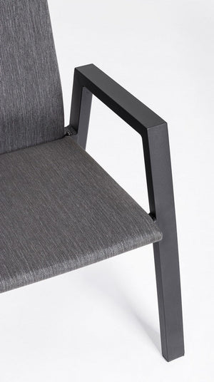 Set 4 Sedie con Braccioli da Giardino 59.5x72x111 cm in Alluminio Ethan Antracite