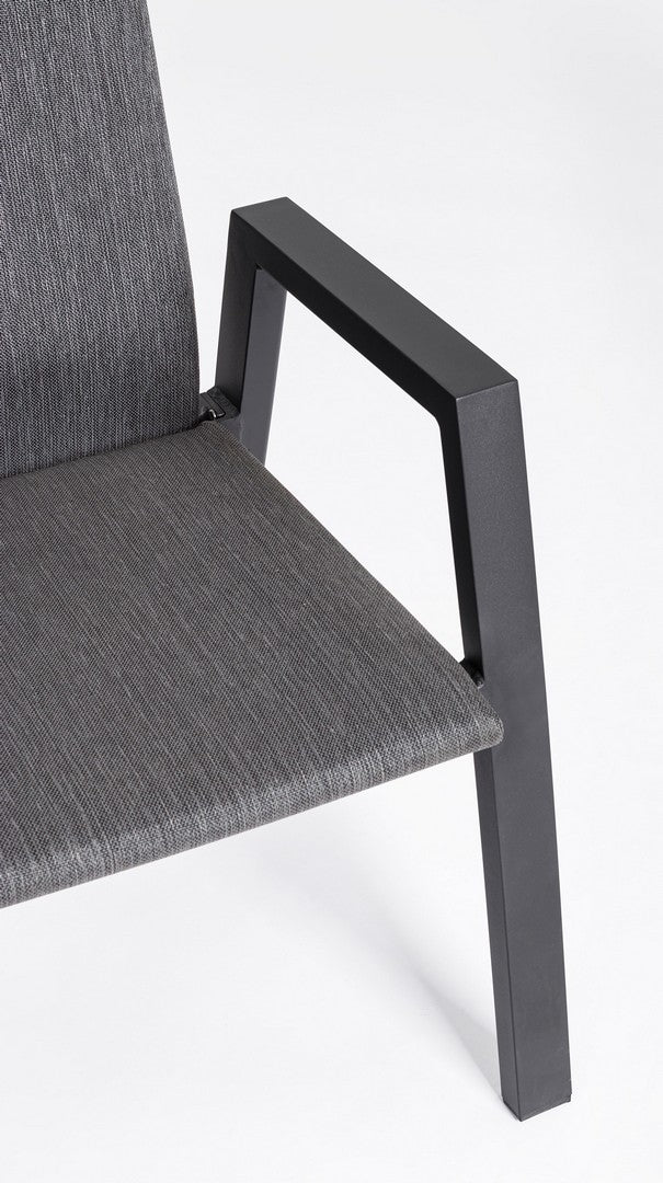 Set 4 Sedie con Braccioli da Giardino 59.5x72x111 cm in Alluminio Ethan Antracite