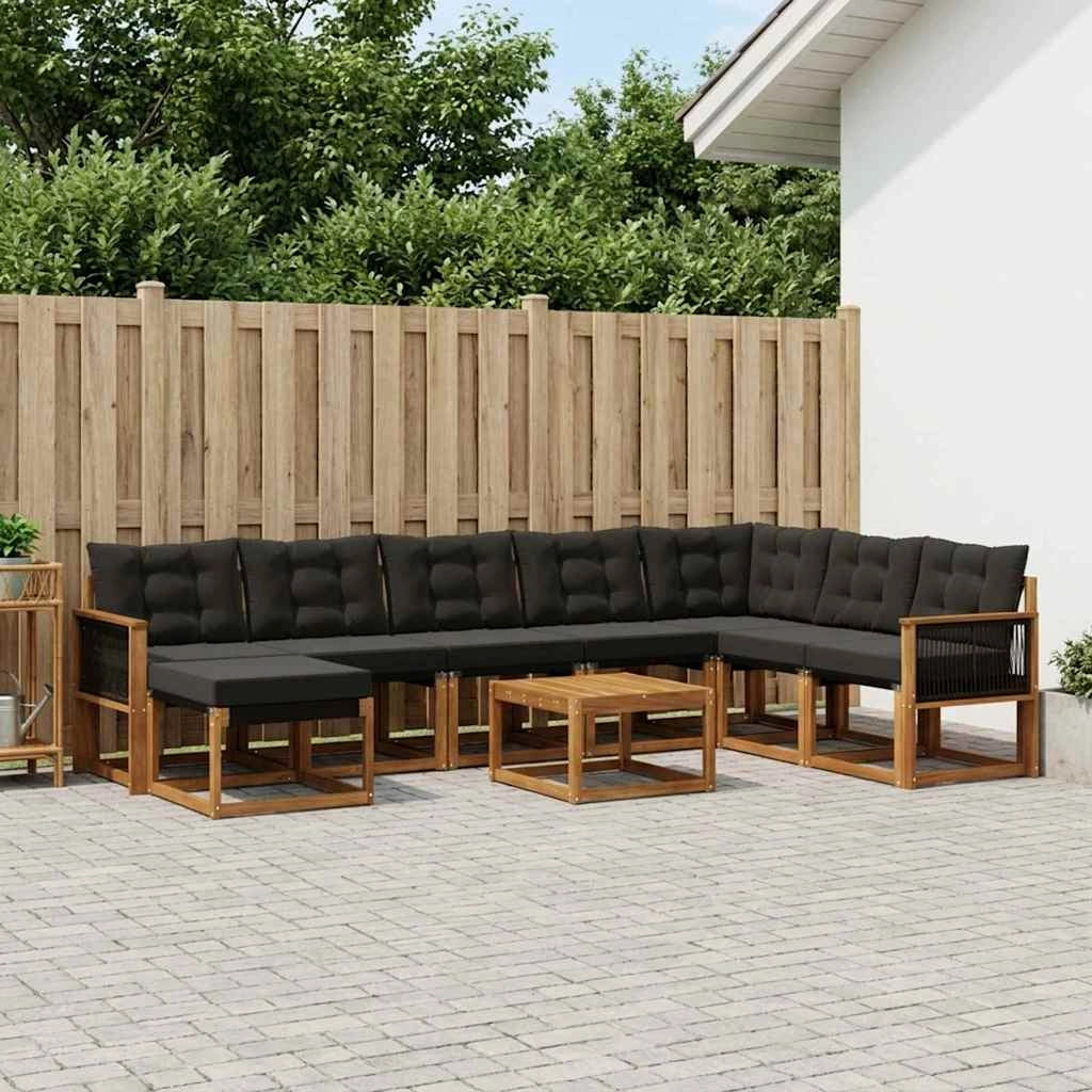 Set di divani da esterno 9 pz Naturale e Nero 3382160