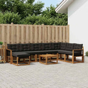 Set di divani da esterno 9 pz Naturale e Nero 3382160