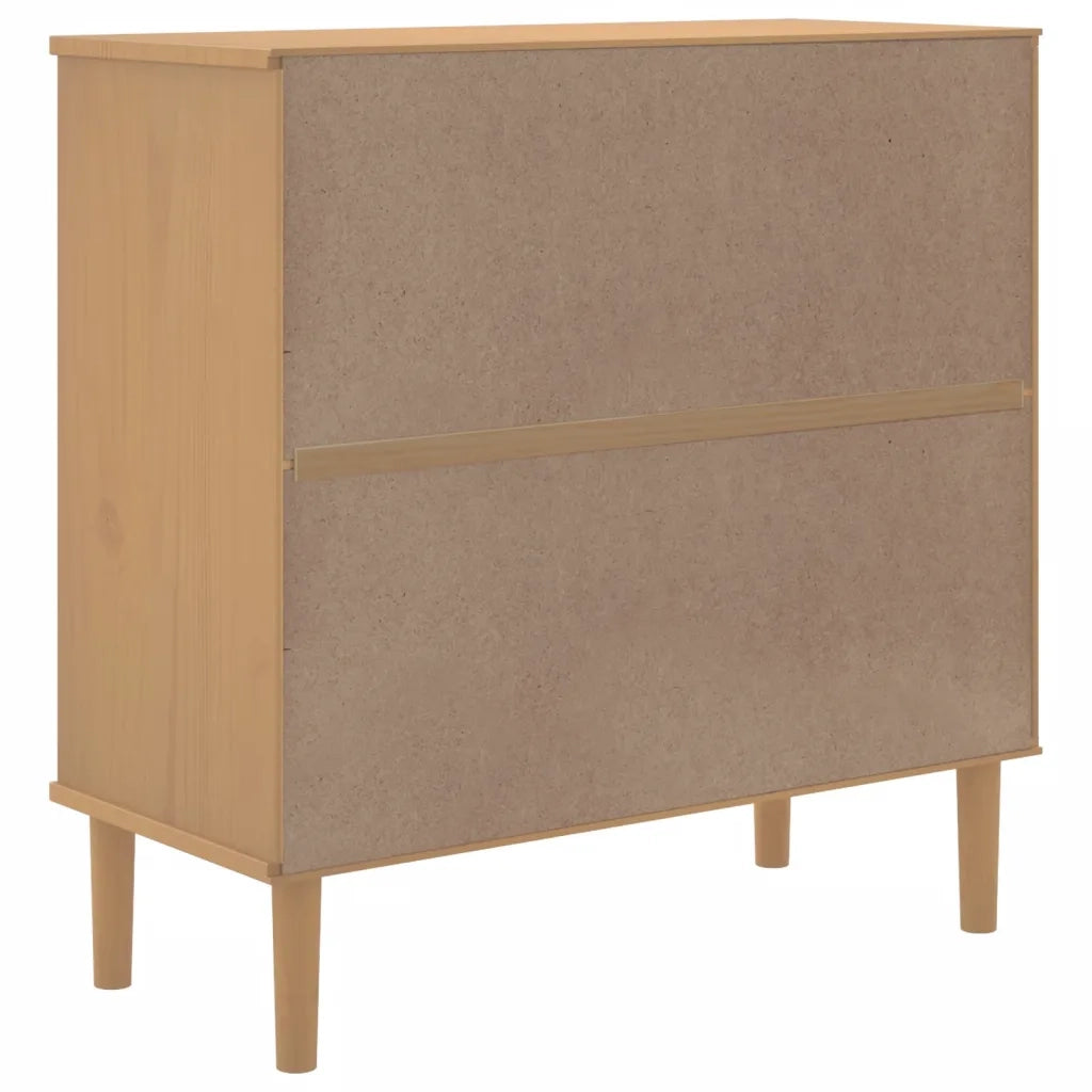 Credenza | Madia | Buffet da pranzo | Armadio da pranzo SENJA Aspetto Rattan Marrone 80x35x80 cm Massello Pino