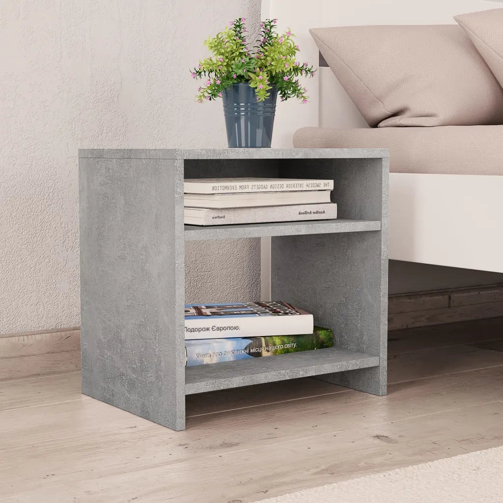 Comodino Grigio Cemento 40x30x40 cm in Legno Multistrato 800017