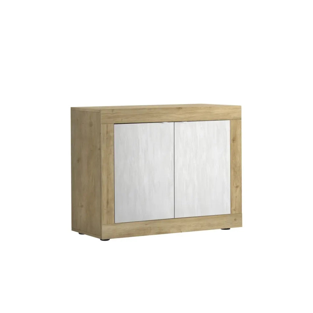 Buffet a 2 porte collezione ACCESS. Colori bianco e rovere chiaro.