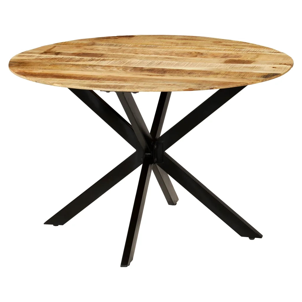 Tavolo da Pranzo in Massello di Mango Grezzo e Acciaio 120x77cm cod mxl 29854