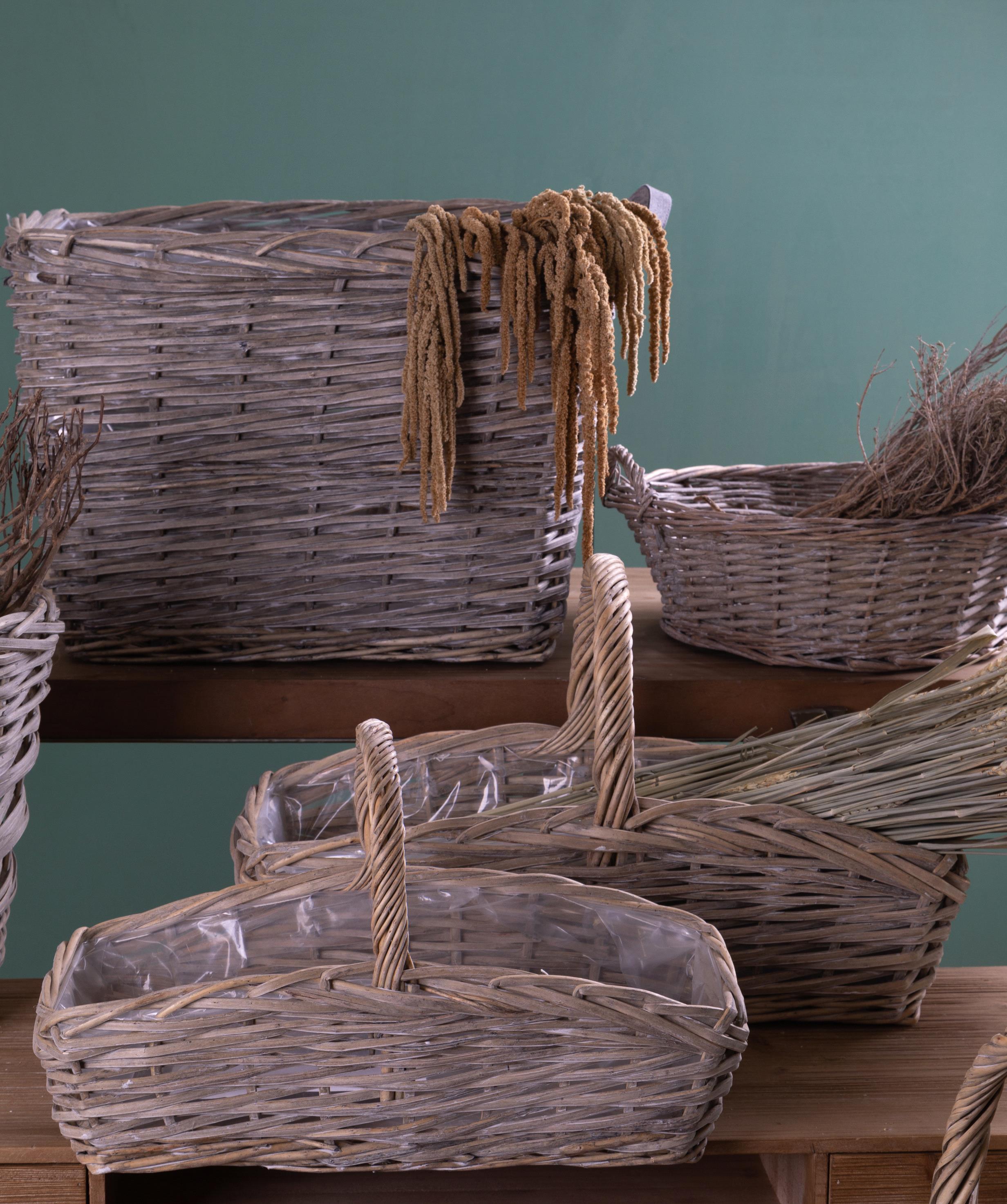 Porta Legna Rettangolare in Vimini Larghezza 55 cm