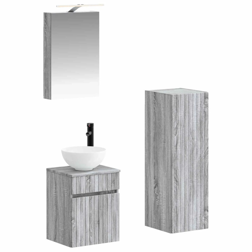Set di mobili per il bagno 4 pcs Sonoma grigio 3407460