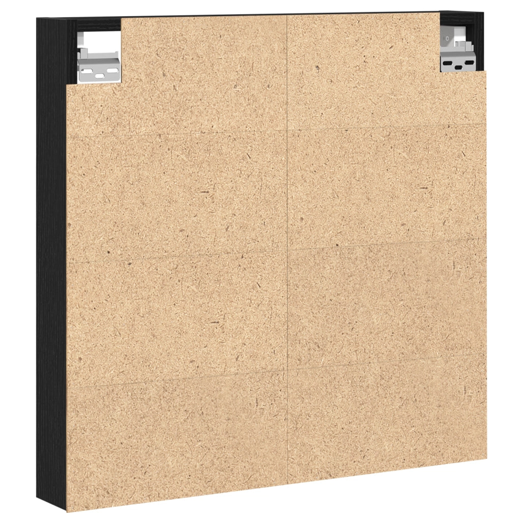 Vetrina Nera in Legno di Quercia 60x8,5x58 cm in Legno Ingengnerizzato