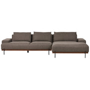 Divano angolare sinistro in tessuto Marrone Tessuto Gambe in metallo 3 posti Stile minimalista