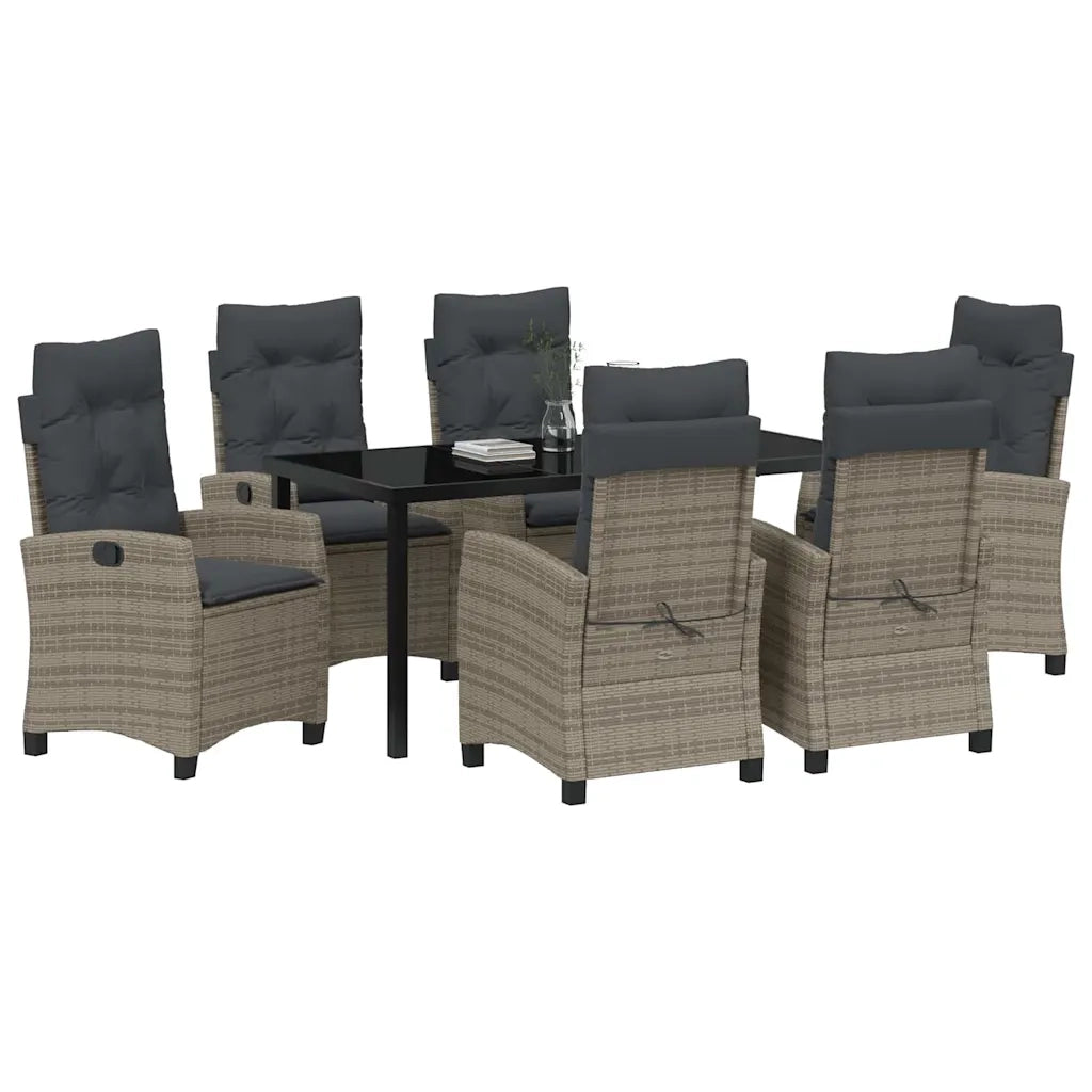 Set da Pranzo per Giardino con cuscino 7 pcs Grigio polyrattan 3380390