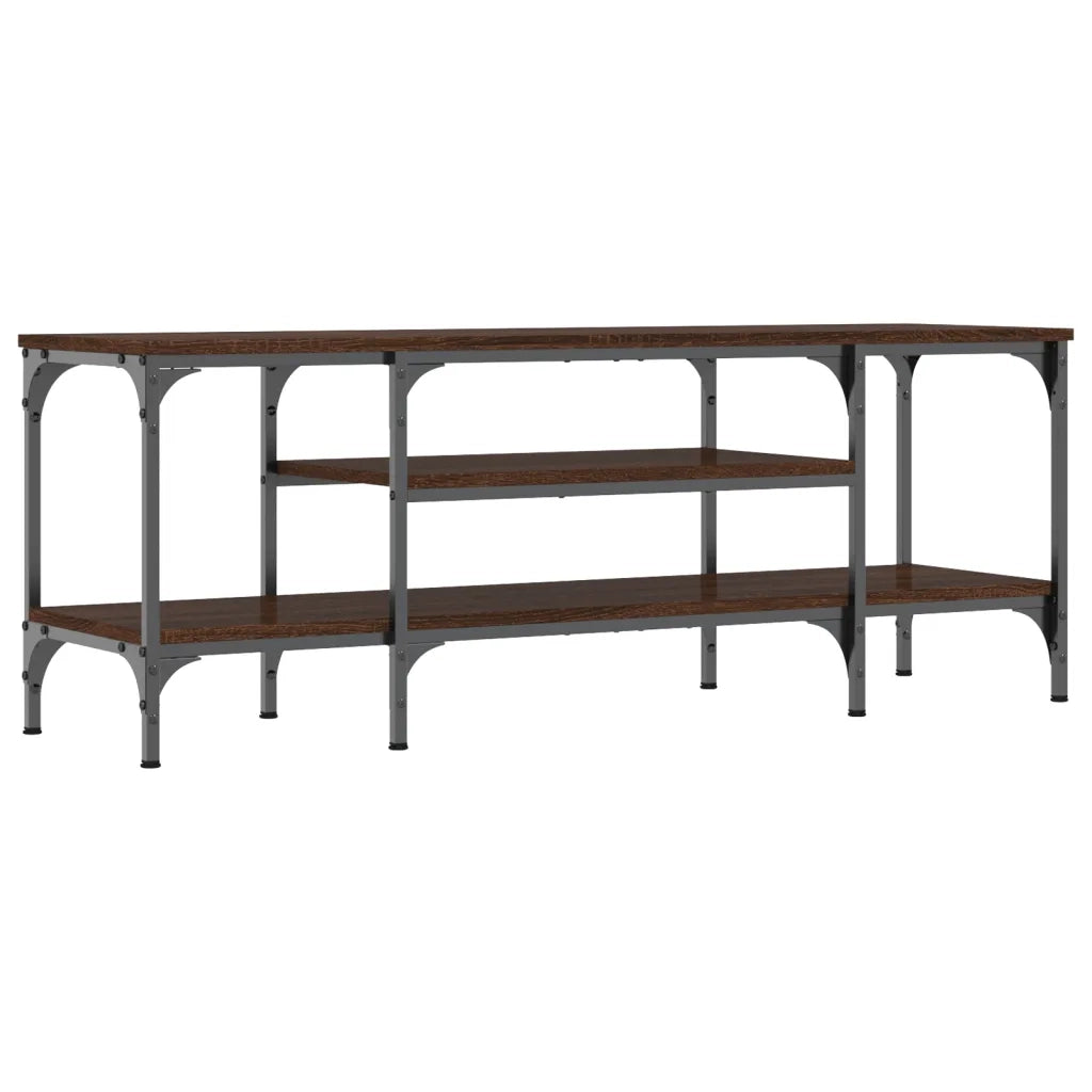 Mobile TV-Credenza per TV-Console TV Rovere Marrone 121x35x45 cm Legno Multistrato e Ferro