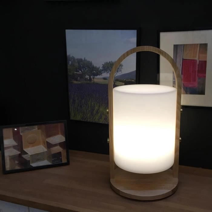 Lanterna wireless a LED Woody LUMISKY - H 37 cm - Bianco