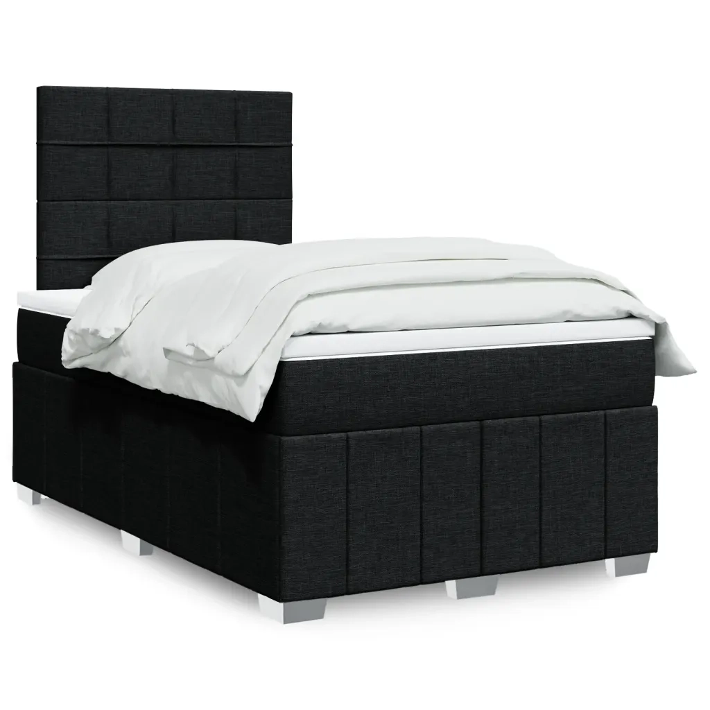 Giroletto a Molle con Materasso Nero 120x200 cm in Tessuto