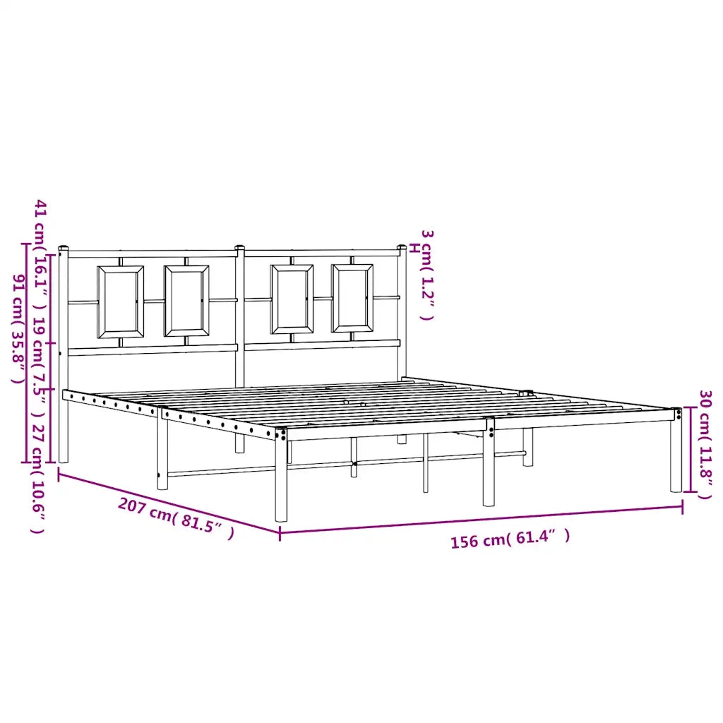 Giroletto con Testiera Metallo Bianco 150x200 cm 374292