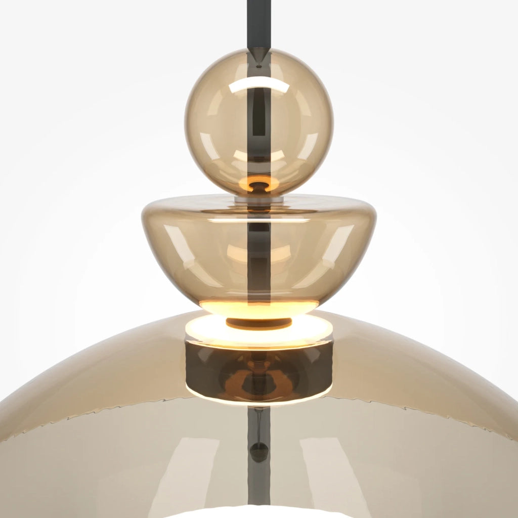 Maytoni Sospensione Moderna Bangkok 1 luce LED integrato nero metallo vetro cognac