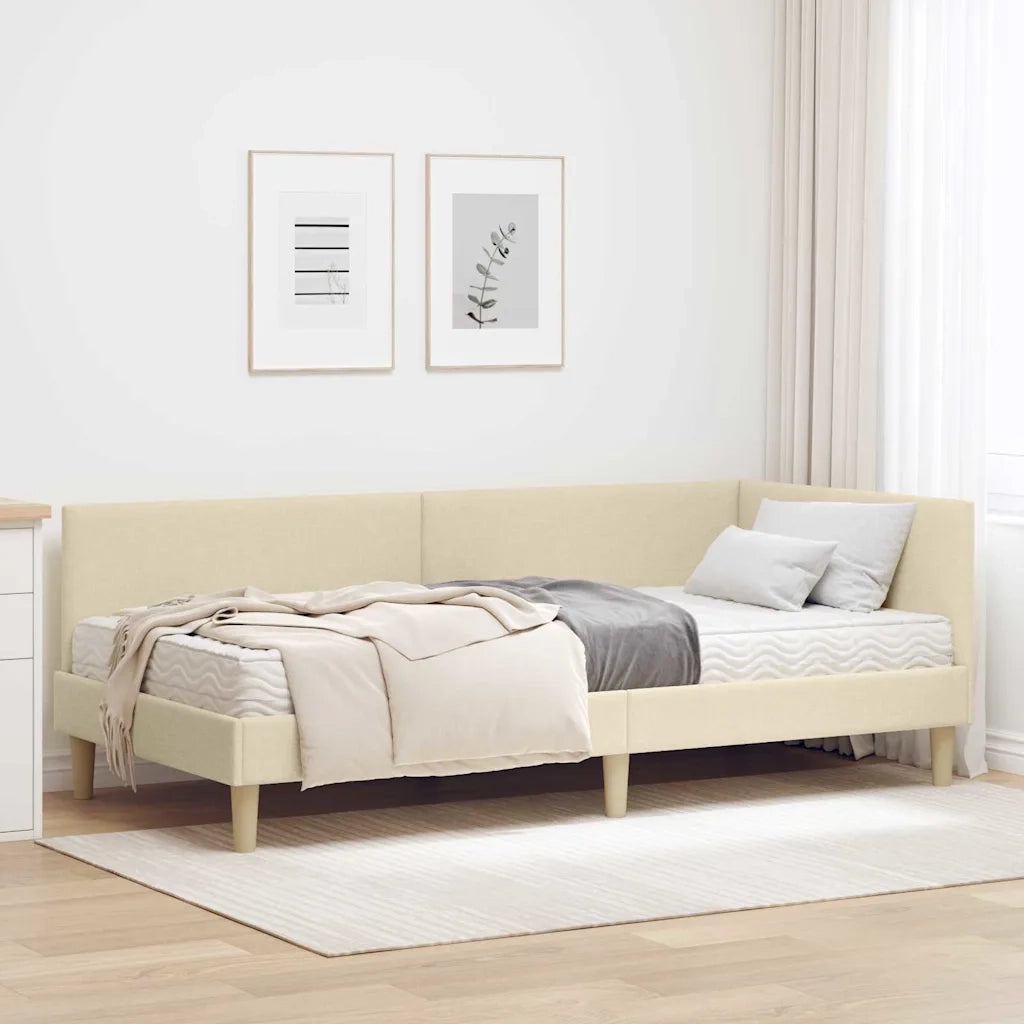Struttura Letto Angolare con Materasso 2 pcs Crema Tessuto 3393731