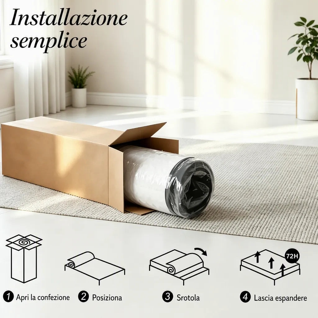 Materasso a Molle Insacchettate 7 Zone e Memory Foam 43D Rigidità Media 140x190x25 cm; Bianco e Grigio
