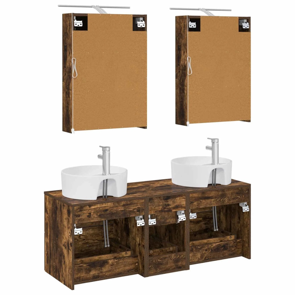 Set di mobili per il bagno 5 pcs Rovere Fumo 3406915