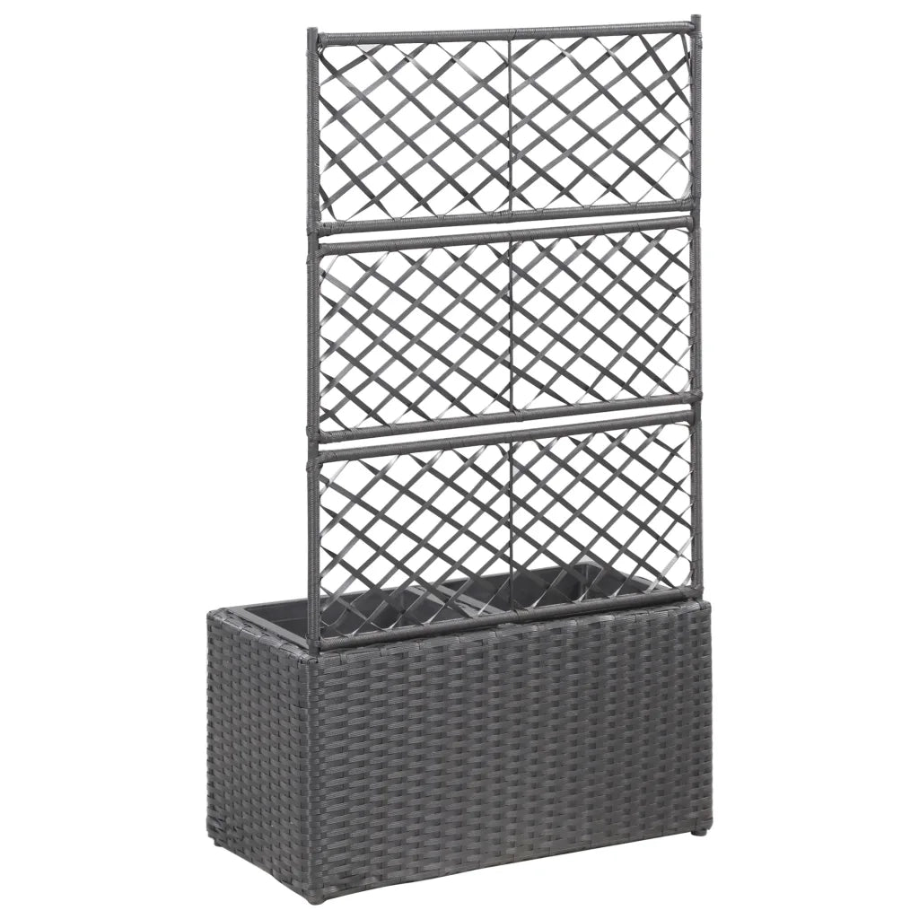Letto Rialzato a Traliccio 2 Fioriere | Cassetta per fiori | Vasi 58x30x107 cm Polyrattan Nero