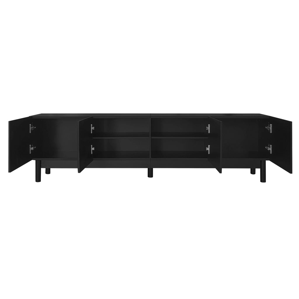 Mobile TV 169x34x45.5 cm; 4 ante senza maniglie; MDF e pannello truciolare; nero