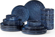 Servizio da tavola in ceramica per 6 persone in Blu Galattico con piatti, piatti e piatti per dessert