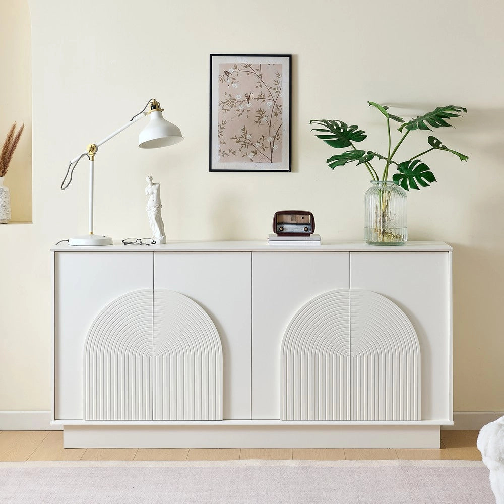 Credenza Moderna con Ante ¨C MINIMAL ¨C Bianco Opaco, MDF, 160 cm