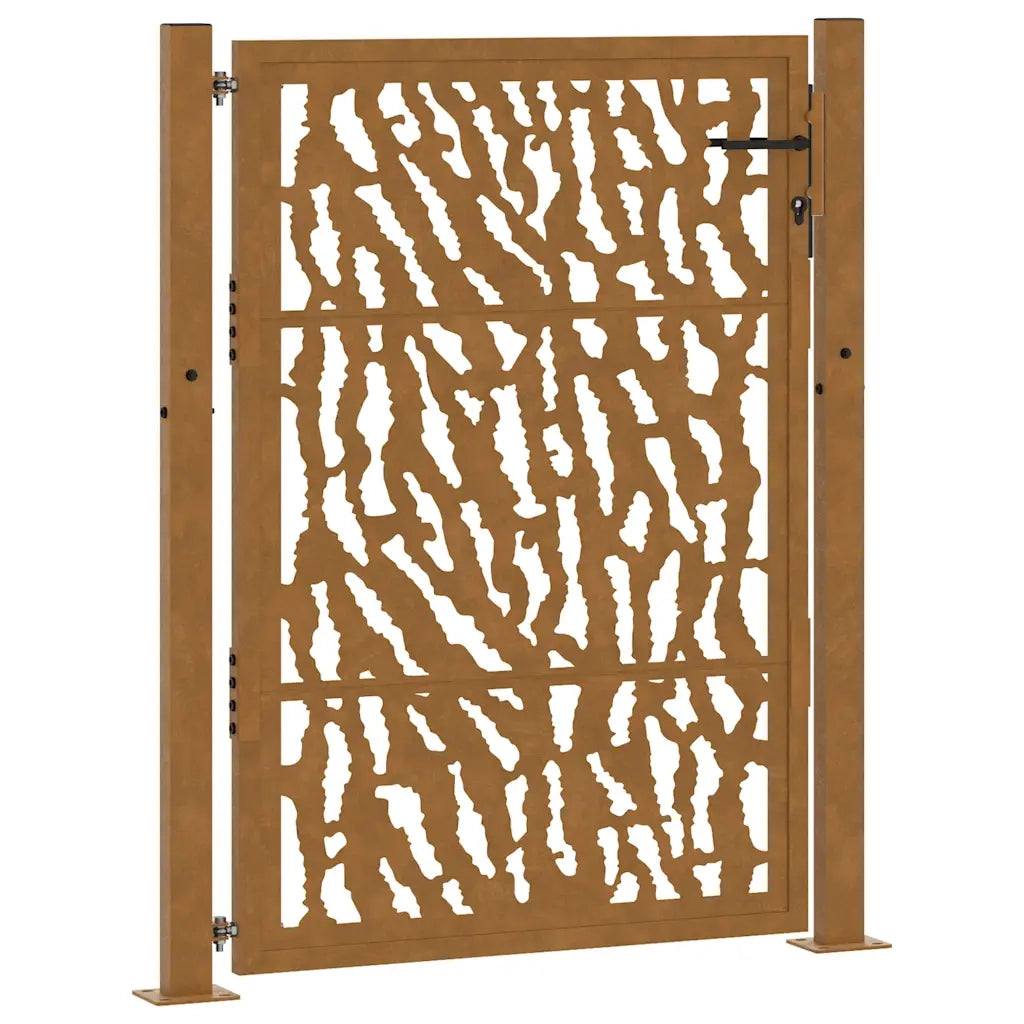Cancello da giardino 100x125 cm in acciaio corten con design a traccia 4100985