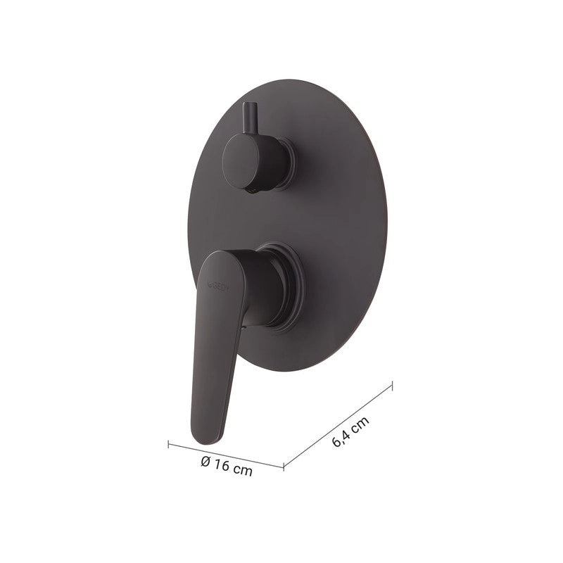 Miscelatore da incasso per doccia con deviatore Como nero matt 16 x 6,4 x 6,4 cm