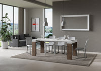 Consolle Allungabile 90-196x40x77 cm in Nobilitato Bianco e Noce