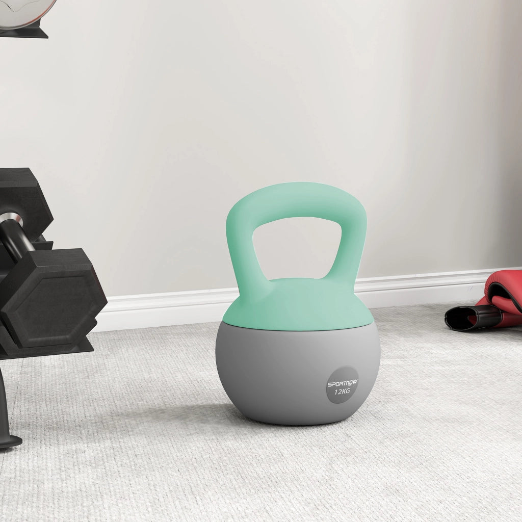 Kettlebell 12 kg Pesa Rusa ¨C Zephmum ¨C Verde Grigio Metallo 21x21x30 cm