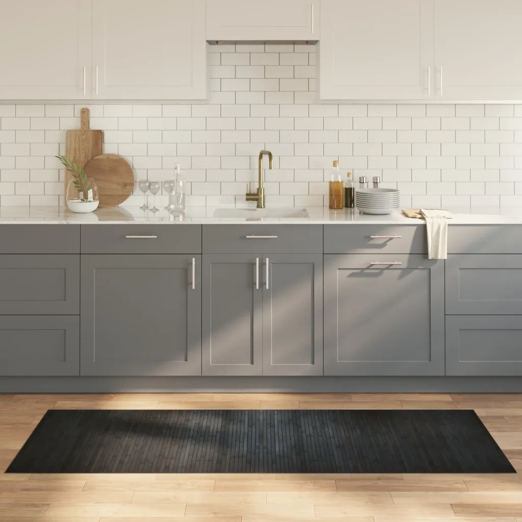 Tappeto Rettangolare Grigio 70x200 cm in Bambù 376748