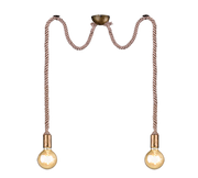 Lampada a sospensione doppia corda, metallo, ottone anticato, L 12 cm, Rope