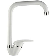 Trade Shop - Rubinetto Per Lavello Da Cucina A Canna Alta Quadrato Miscelatore Bianco 52946 -
