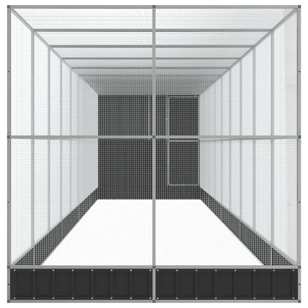 Voliera a gabbia con estensione in argento 1037 x 203 x 216 cm acciaio argento 02_0045642