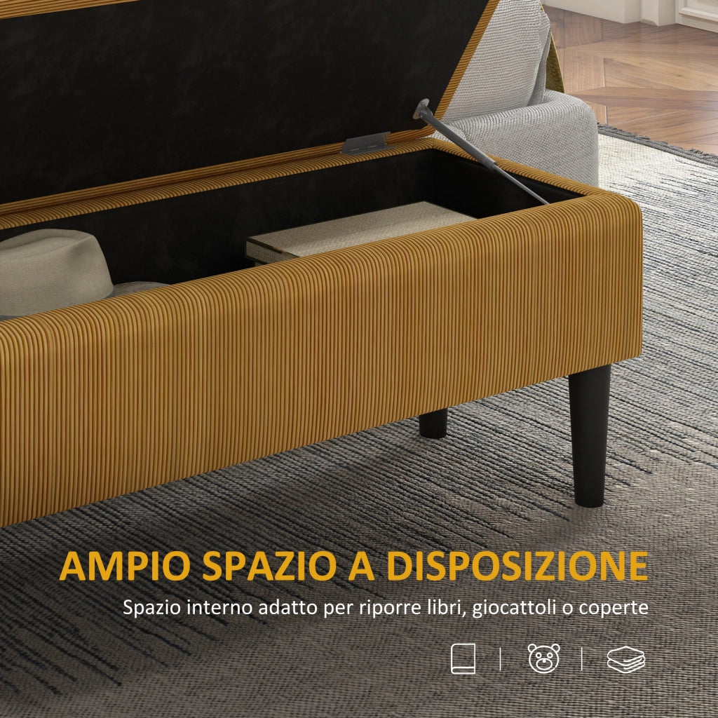 EasyComfort Panca Fondoletto in Poliestere e Legno per Camera da Letto e Ingresso, 95x38x45 cm, Arancione