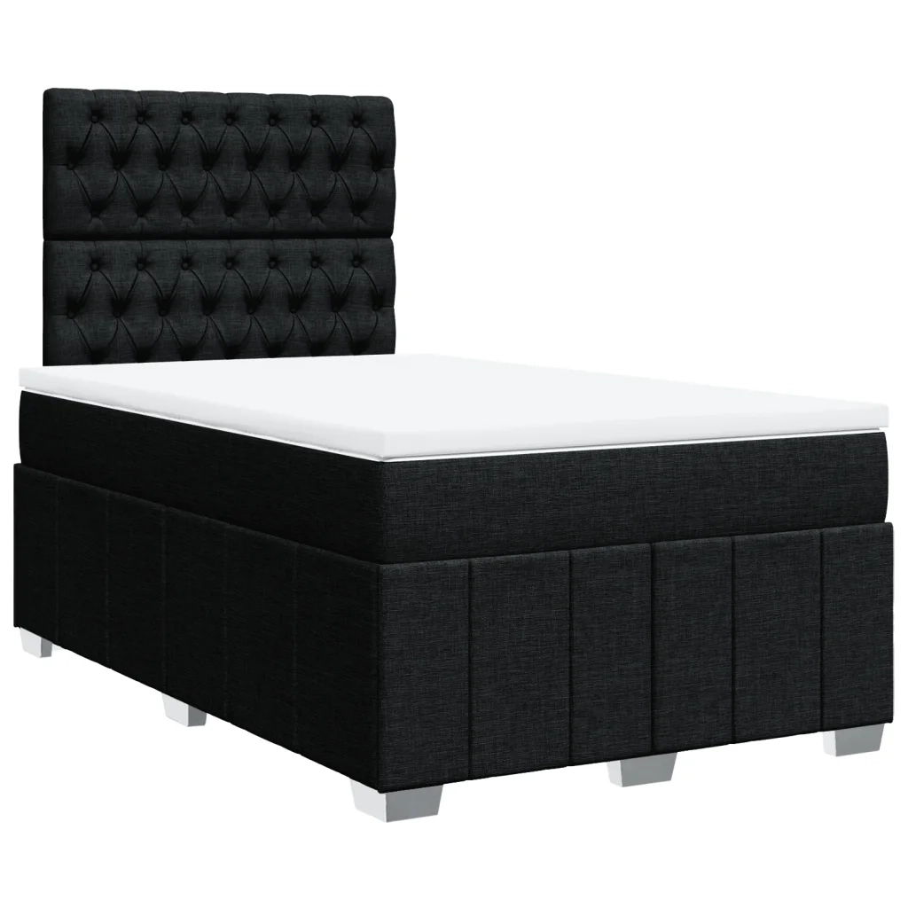 Giroletto a Molle con Materasso Nero 120x200 cm in Tessuto
