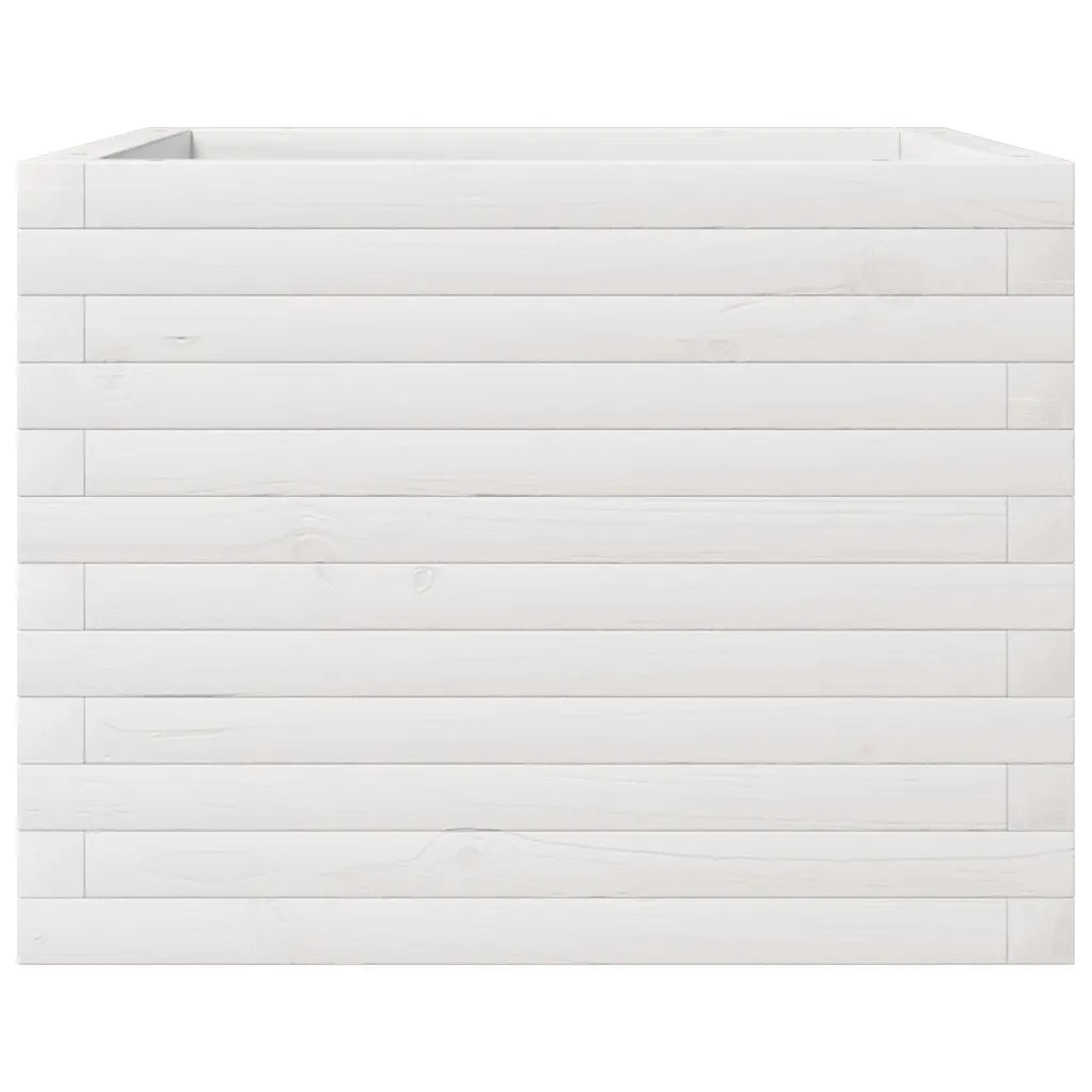 Fioriera da Giardino Bianca 60x60x45,5cm Legno Massello di Pino